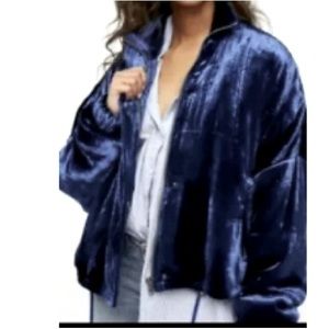 Free People Cropped Velvet Puffer Jacket